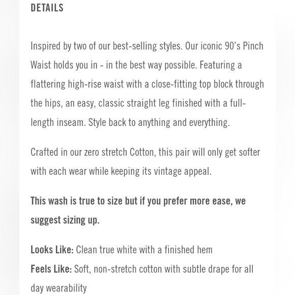 Aritzia Agolde White Jeans 90s Pinch Waist in 'Marshmallow' Size 23 - Picture 8 of 8